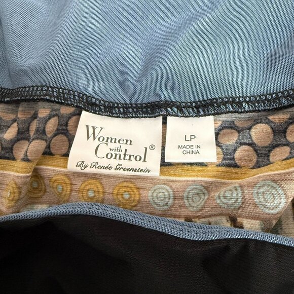 Women with Control Midi Skirt Large Petite Brown Geometric Print Pull On - Picture 4 of 8